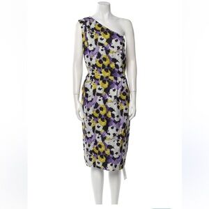 St. John one-shoulder floral print mini dress Size 16